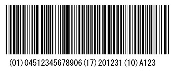 医療用GS1-128がIllustrator上に作成されます。